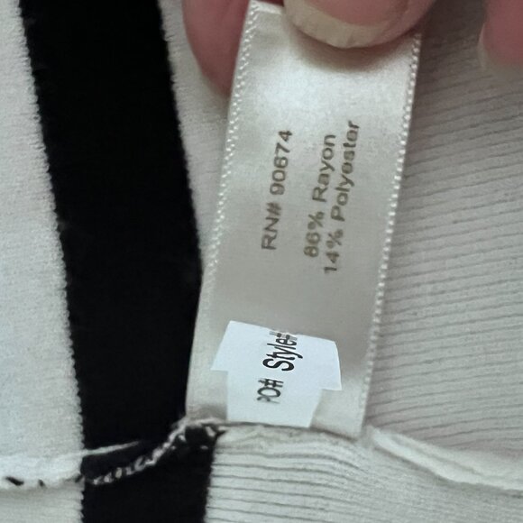 Boston Proper Pullover Sweater Top Sz M Multicolor Stripe Knit 3/4 Sleeve Preppy - Picture 8 of 9